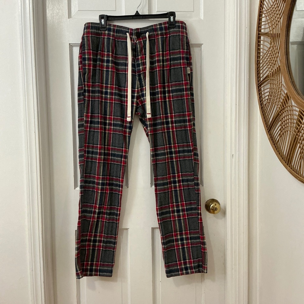 Y2K Abercrombie & Fitch Plaid Flannel Pajama Pants Mens L Heavyweight Drawstring